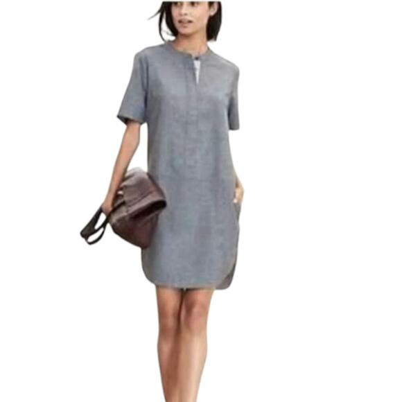 Banana Republic Women's Flannel Shirt Dress Gray S/S Size 4 - Picture 1 of 6